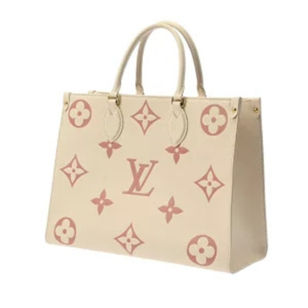 Louis Vuitton Monogram Handbag Leather Cream Empreinte Tote OnTheGo Bag Bicolor
